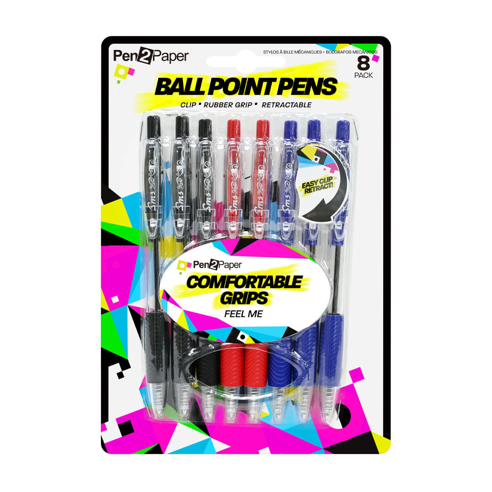 Bolígrafo Ball Point Soft Grip 8 Pack