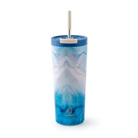 Mug Hydrum Travel Moda Bombilla Azul Marmol 700ml Acero