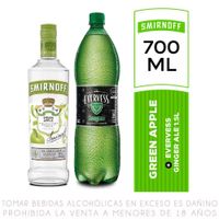 Vodka Smirnoff Green Apple Botella 700ml + Ginger Ale Evervess Botella 1.5L