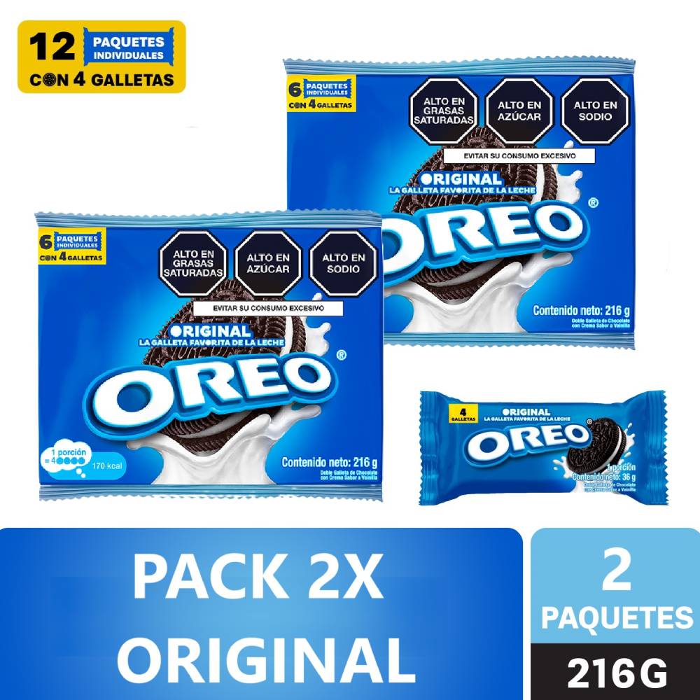Sixpack x2 Galletas Rellenas Oreo Original 36g