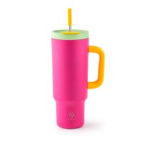 Botella Hydrum Asa Bombilla Fucsia Naranja 700ml Acero