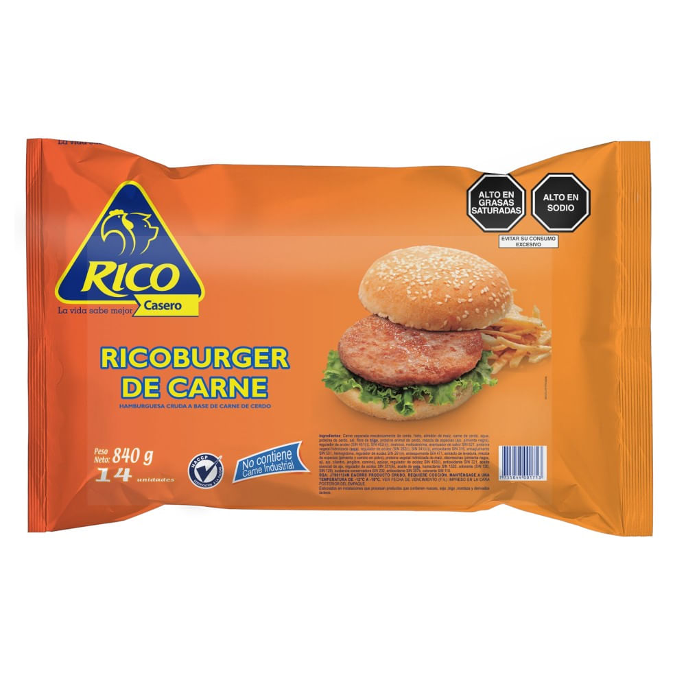 Hamburguesa de Carne de Cerdo Rico 14un