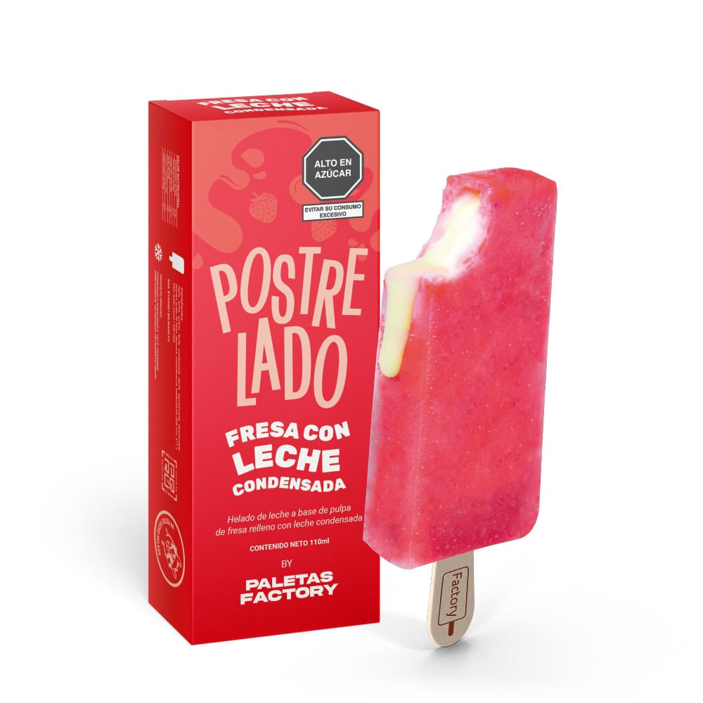 Paleta de Helado Postrelado Fresa con Leche Condensada 130g
