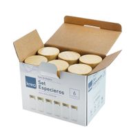 Set 6 Especieros Krea Vidrio Tapa Madera