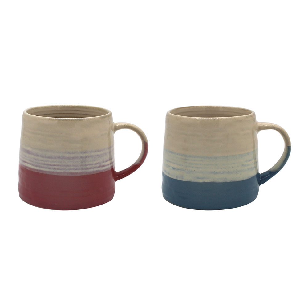 Taza Krea de Gres Bicolor 390ml Surtido