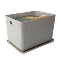 Caja Krea Plástico Textura Líneas 18L Gris