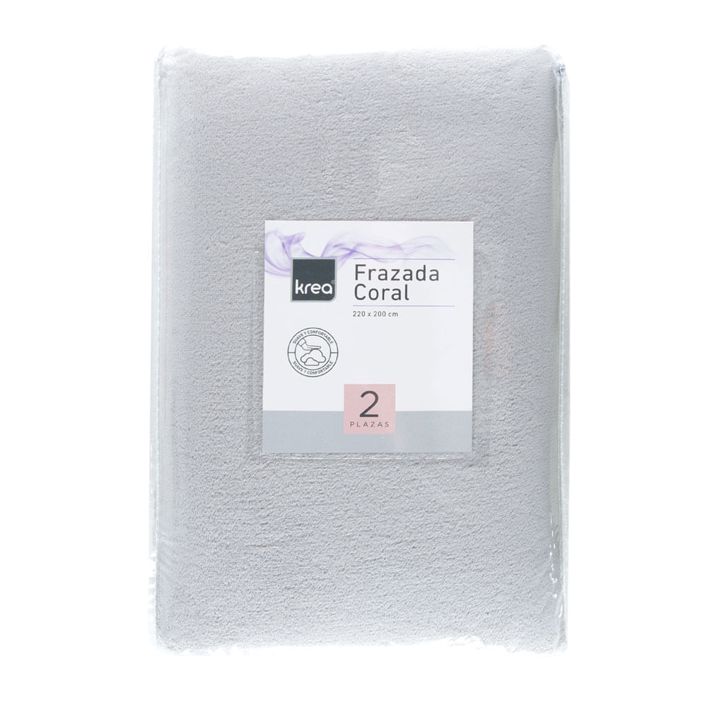 Frazada Krea Coral 2 Plazas Gris