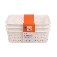 Pack 3 Cajas Krea Símil Rattan 14x19cm Blanco
