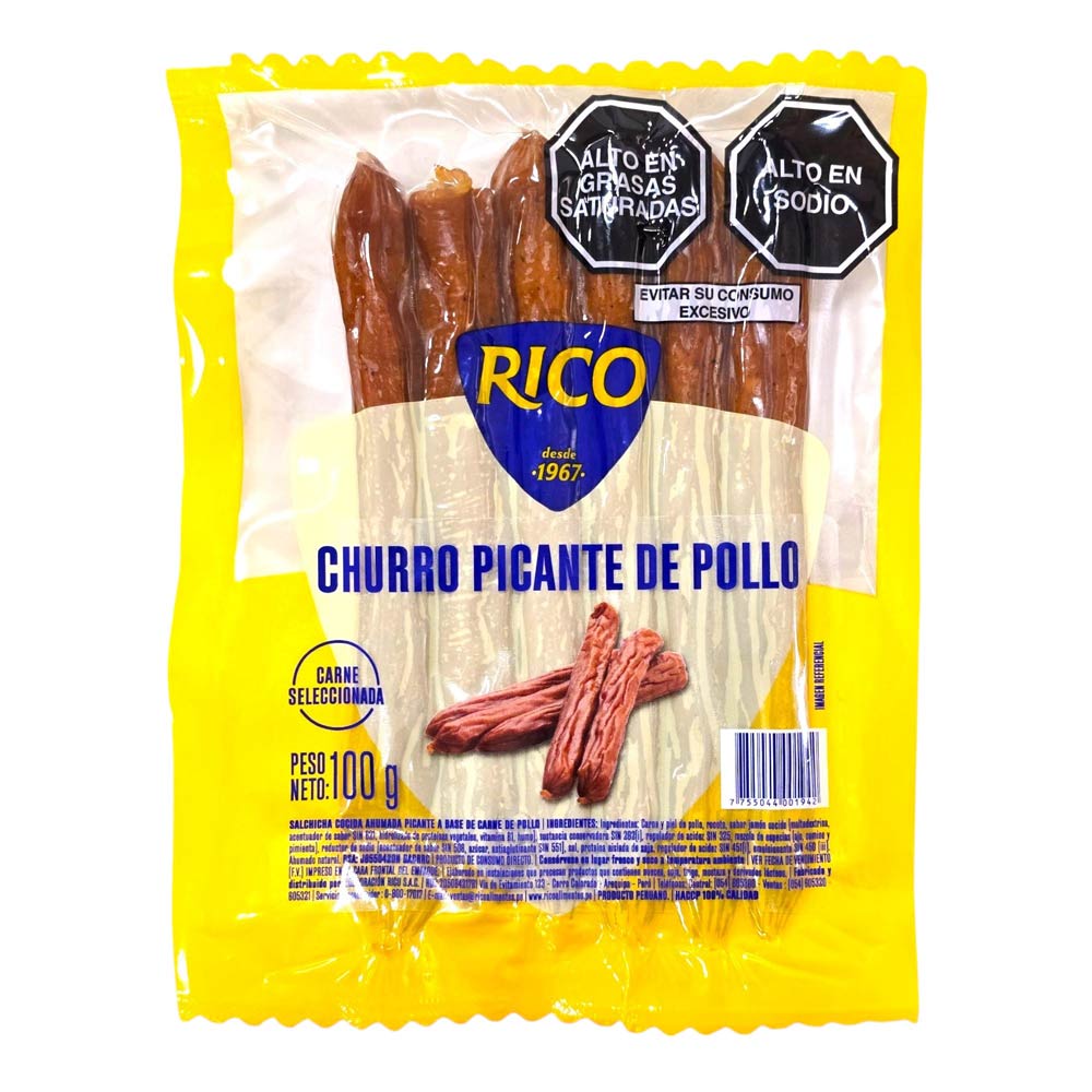 Cabanossi de Pollo Picante Rico 100g