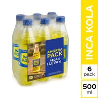 Sixpack Gaseosa Inca Kola Sabor Original Botella 500ml