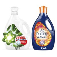 Detergente Ariel DP 3.7L + Suavizante Downy Intense Exótico 2.6L