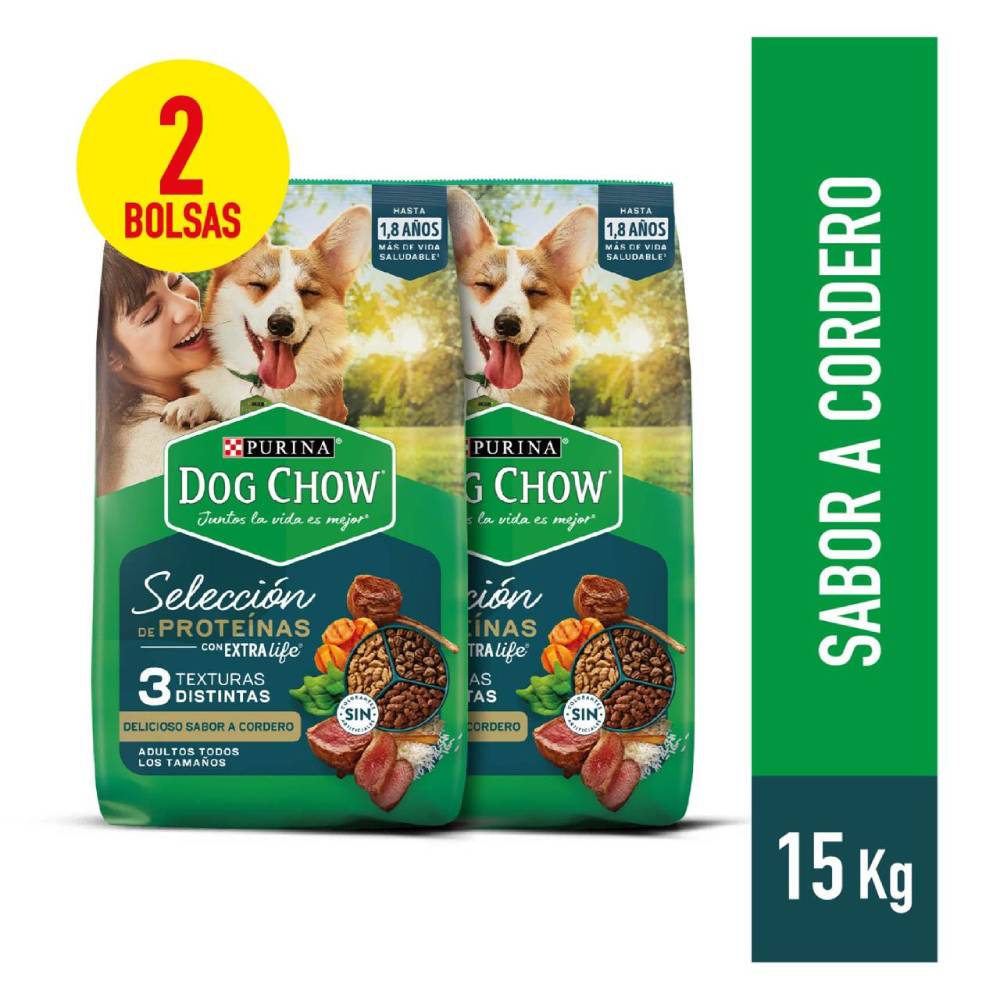 Twopack Alimento para Perros Adultos Dog Chow Sabor Cordero 7.5g