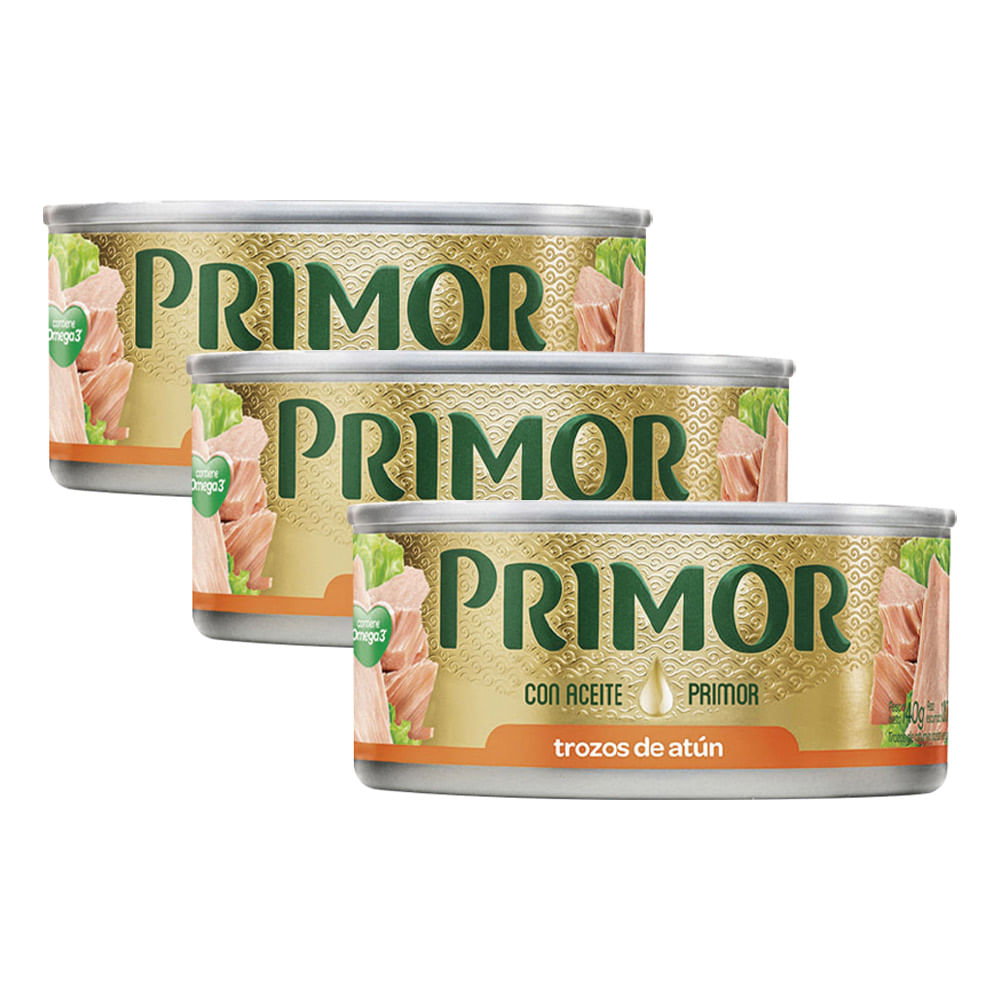 Tripack Trozos de Atún en Aceite Primor 140g