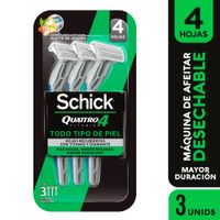 Pack x3 Máquina de Afeitar Desechable Schick Quattro 4