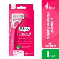 Máquina de Afeitar Sensitive Quattro 4 Schick + 2 Repuestos