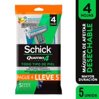 Máquina de Afeitar Desechable Schick Quattro 4 Titanium 5un
