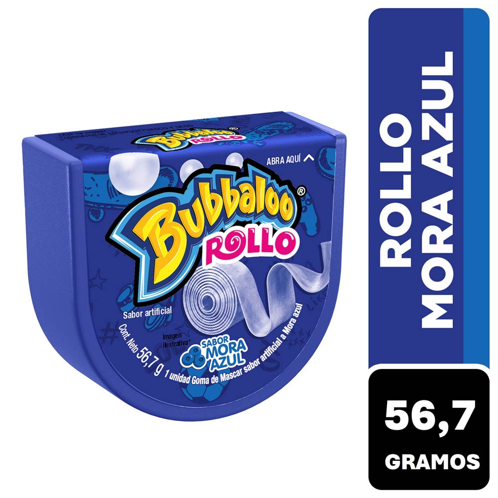 Chicle Bubbaloo Rollo Mora 56.7g