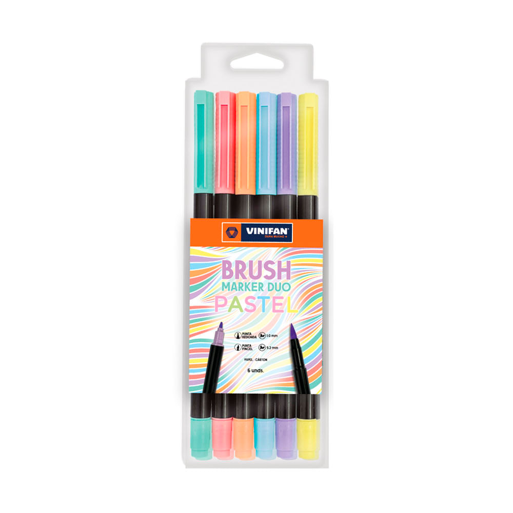 Marcador Vinifan Brush Marker Duo Pastel x6