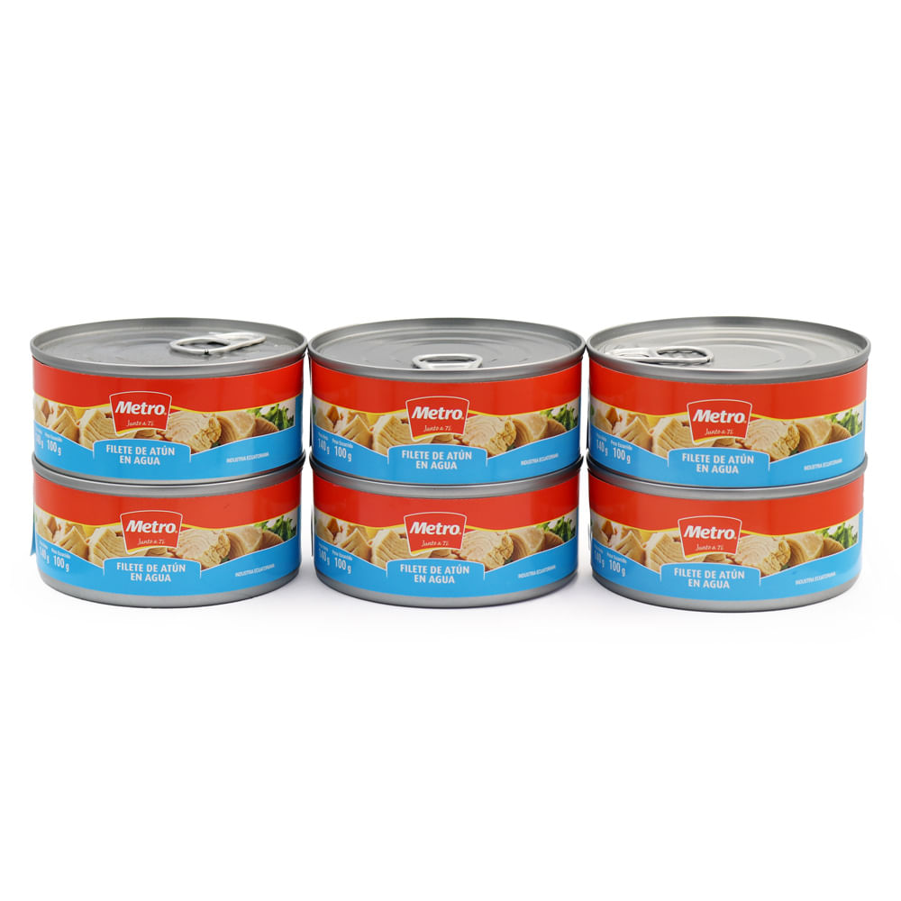 Sixpack Filete de Atún en Agua Metro 140g