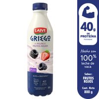 Yogurt Batido Laive Griego Sabor Frutos Rojos 800g