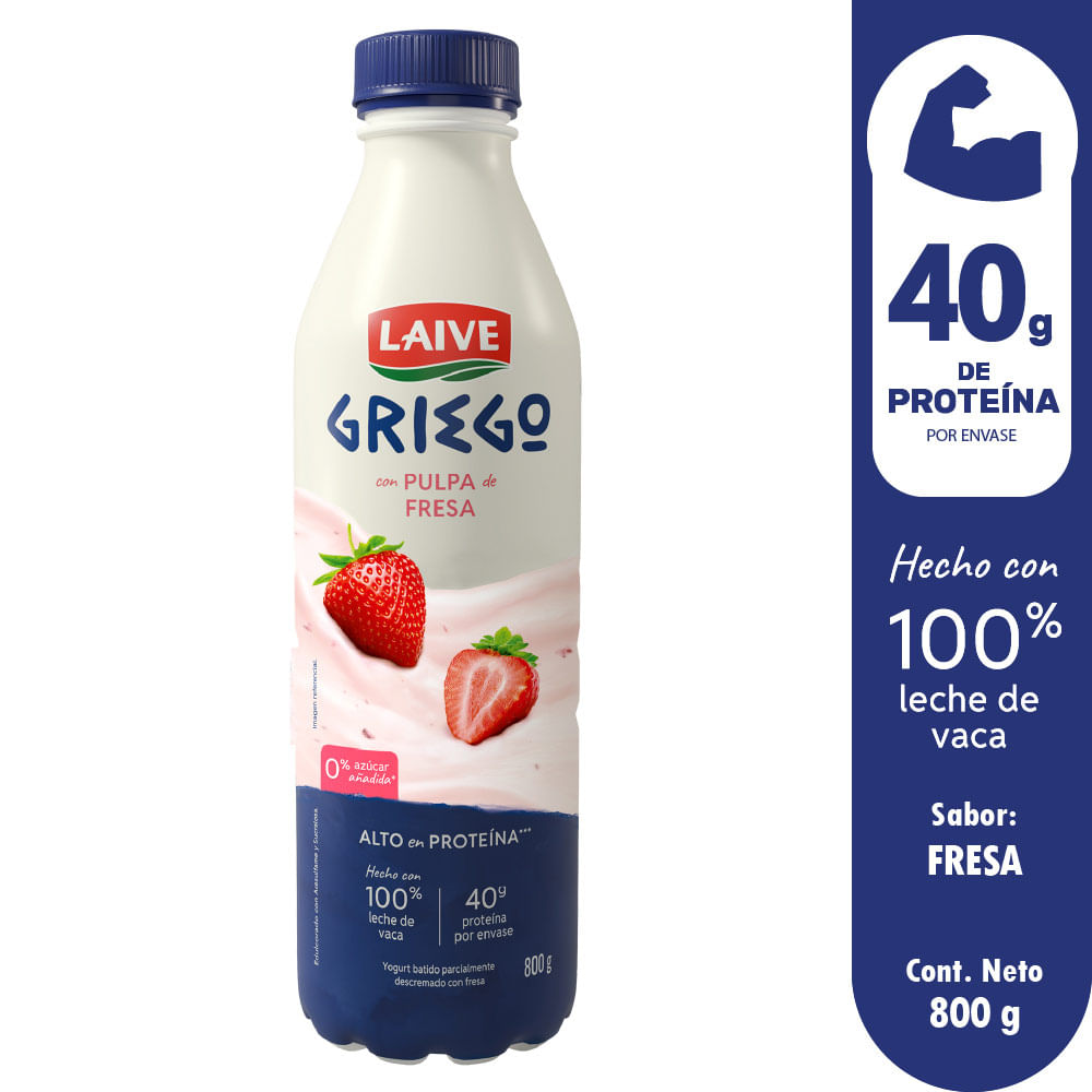 Yogurt Batido con Fresa Laive Griego 800g