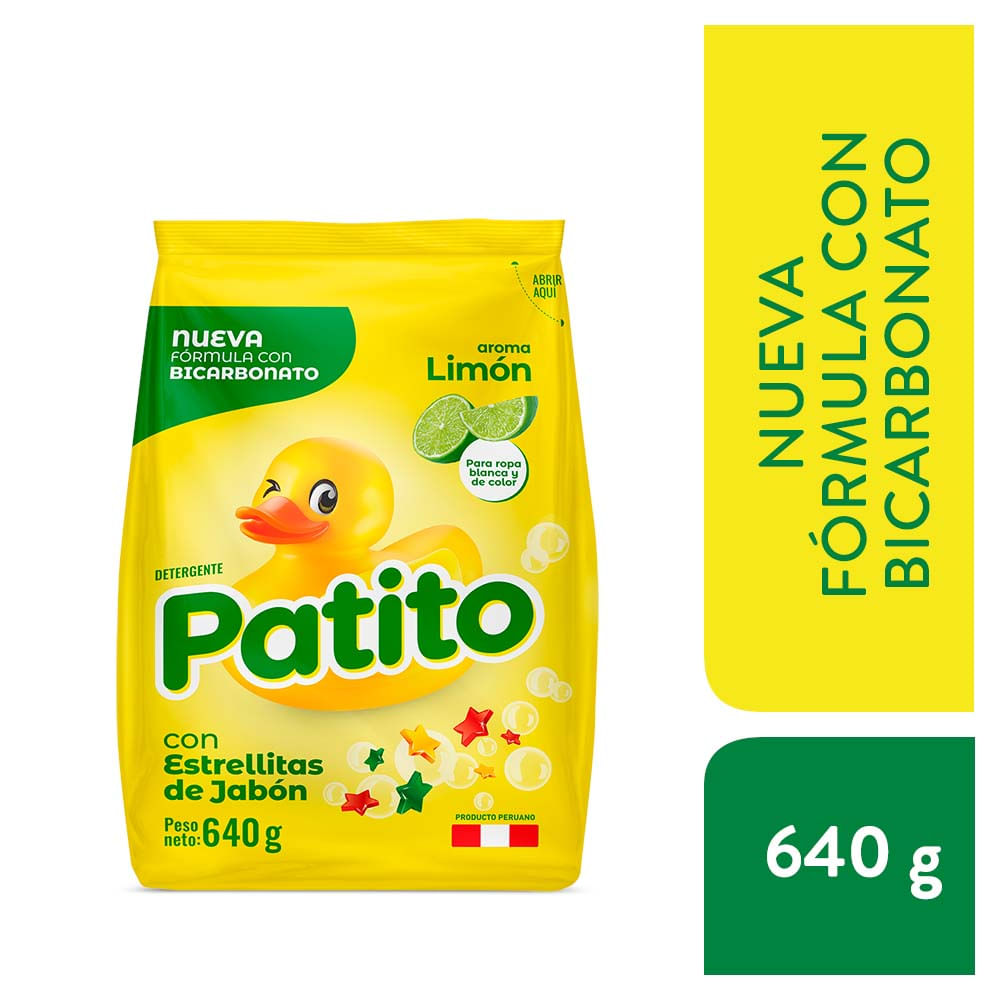 Detergente en Polvo Patito Bicarbonato Aroma Limón 640g