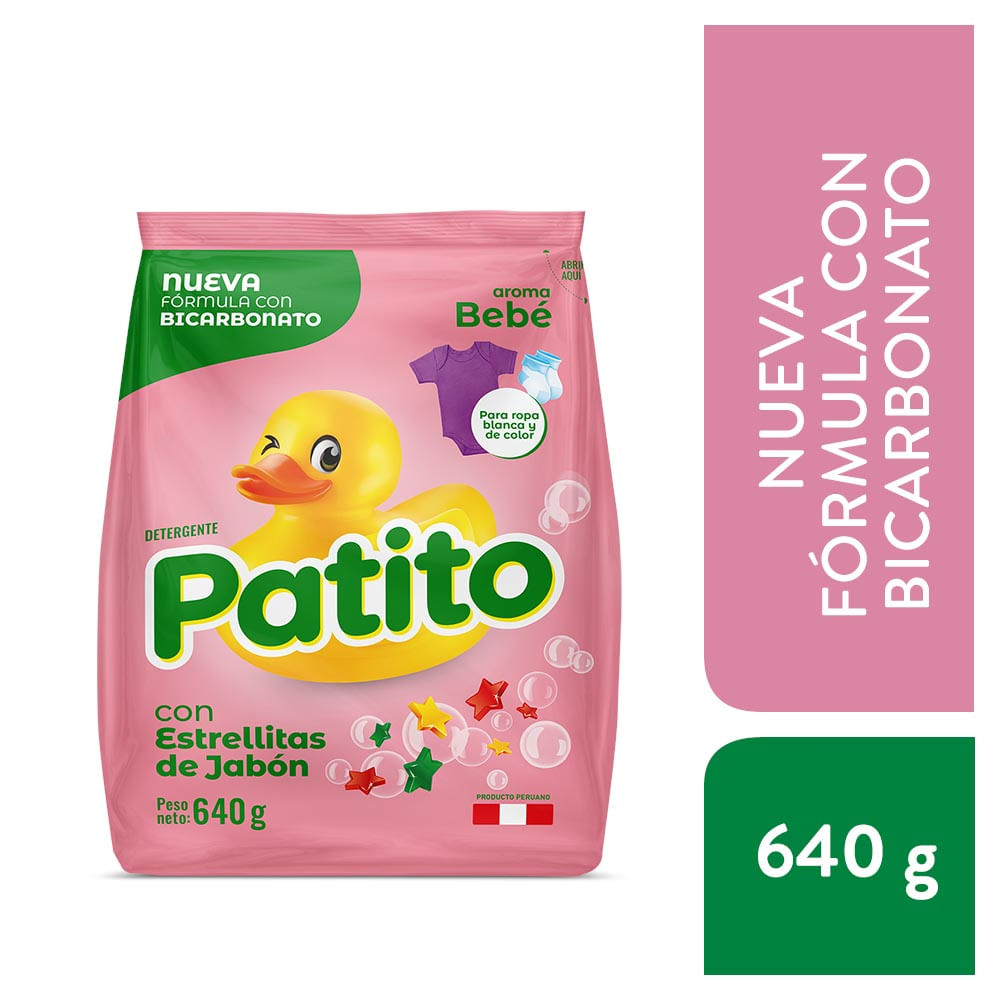 Detergente en Polvo Patito Bicarbonato Aroma Bebé 640g