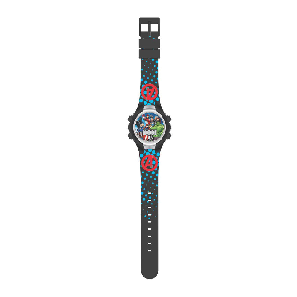 Reloj Avengers LCD Parpadeante Negro y Azul AVG4588
