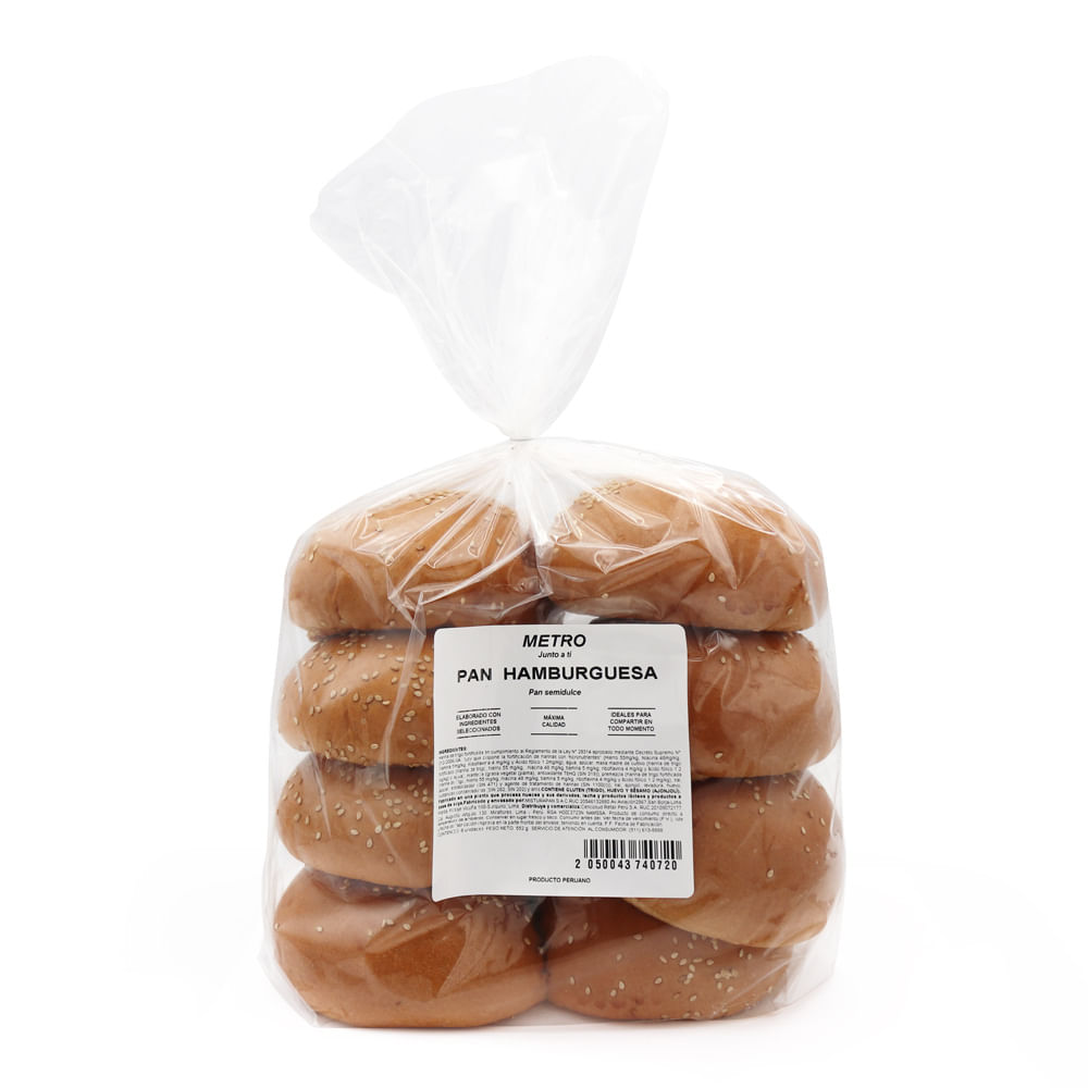 Pan Hamburguesa Metro 8un.