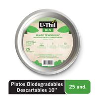 Platos Tendidos Biodegradables U-Thil 10"" 25un