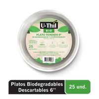 Platos Tendidos Biodegradables U-Thil 6"" 25un