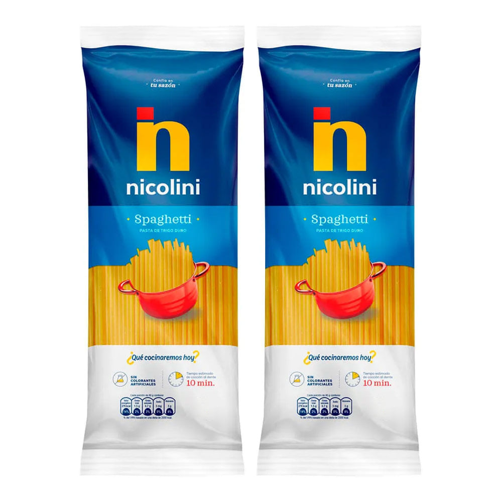 Twopack Fideo Spaghetti Nicolini 1kg