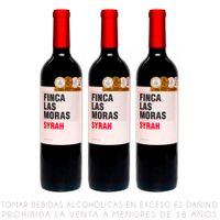 Tripack Vino Tinto Syrah Finca Las Moras Botella 750ml