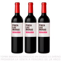 Tripack Vino Tinto Bonarda Finca Las Moras Botella 750ml