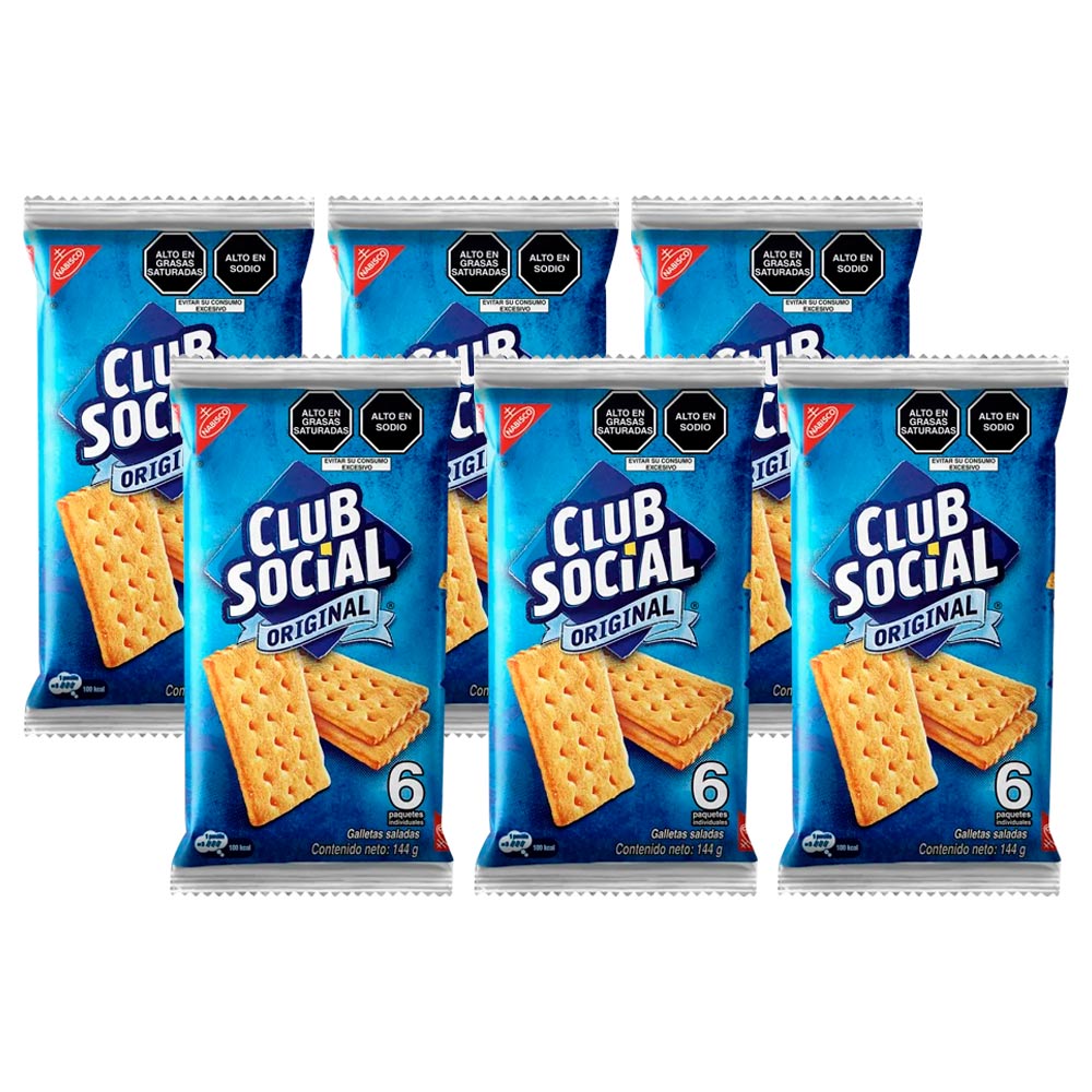 Sixpack x6 Galletas Saladas Club Social Original 24g