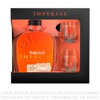 Pack Barceló: Ron Imperial Botella 750ml + 2 Vasos