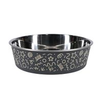 Plato Pet's Fun Acero Inoxidable 450ml Figuras Gris