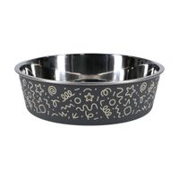 Plato Pet's Fun Acero Inoxidable 820ml Figuras Gris