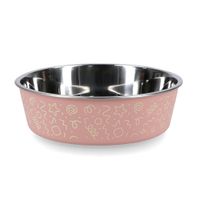Plato Pet's Fun Acero Inoxidable 820ml Figuras Rosa