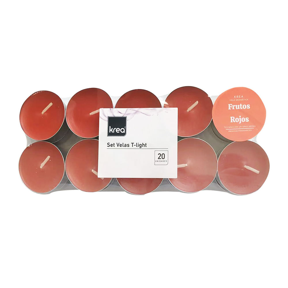 Pack 20 Velas Krea T-Light Rojo