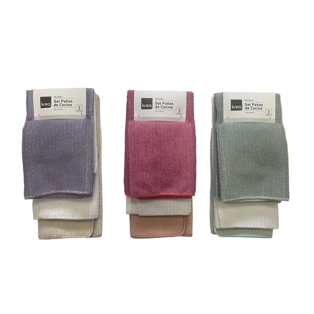Set 3 Paños Krea Microfibra Color
