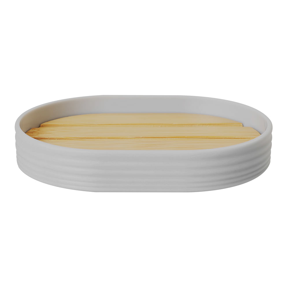 Jabonera Krea Plástico Bambú Gris