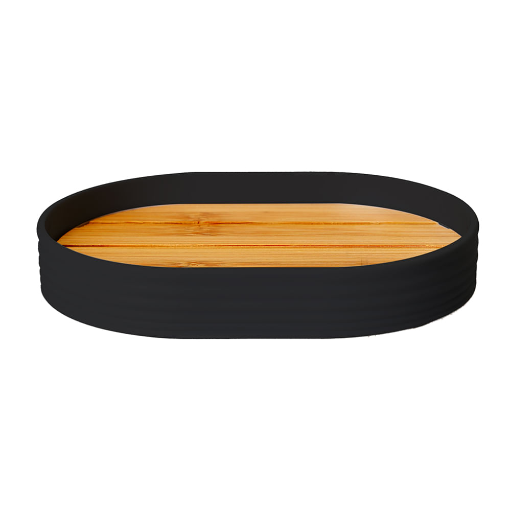 Jabonera Krea Plástico Bambú Negro