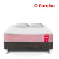 Cama Paraíso Medallón Ergonómico Acero 2 Plazas + 2 Almohadas + Protector