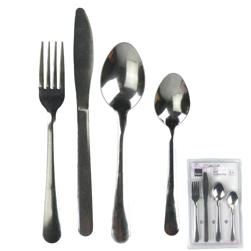 Juego Cubiertos Krea 24 Piezas Rack Color