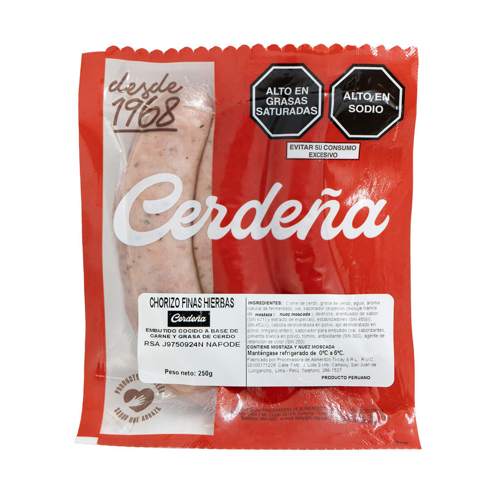 Chorizo Finas Hierbas Cerdeña 250g