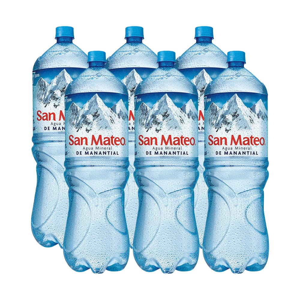 Sixpack Agua Sin Gas Mineral San Mateo Botella 2.5L