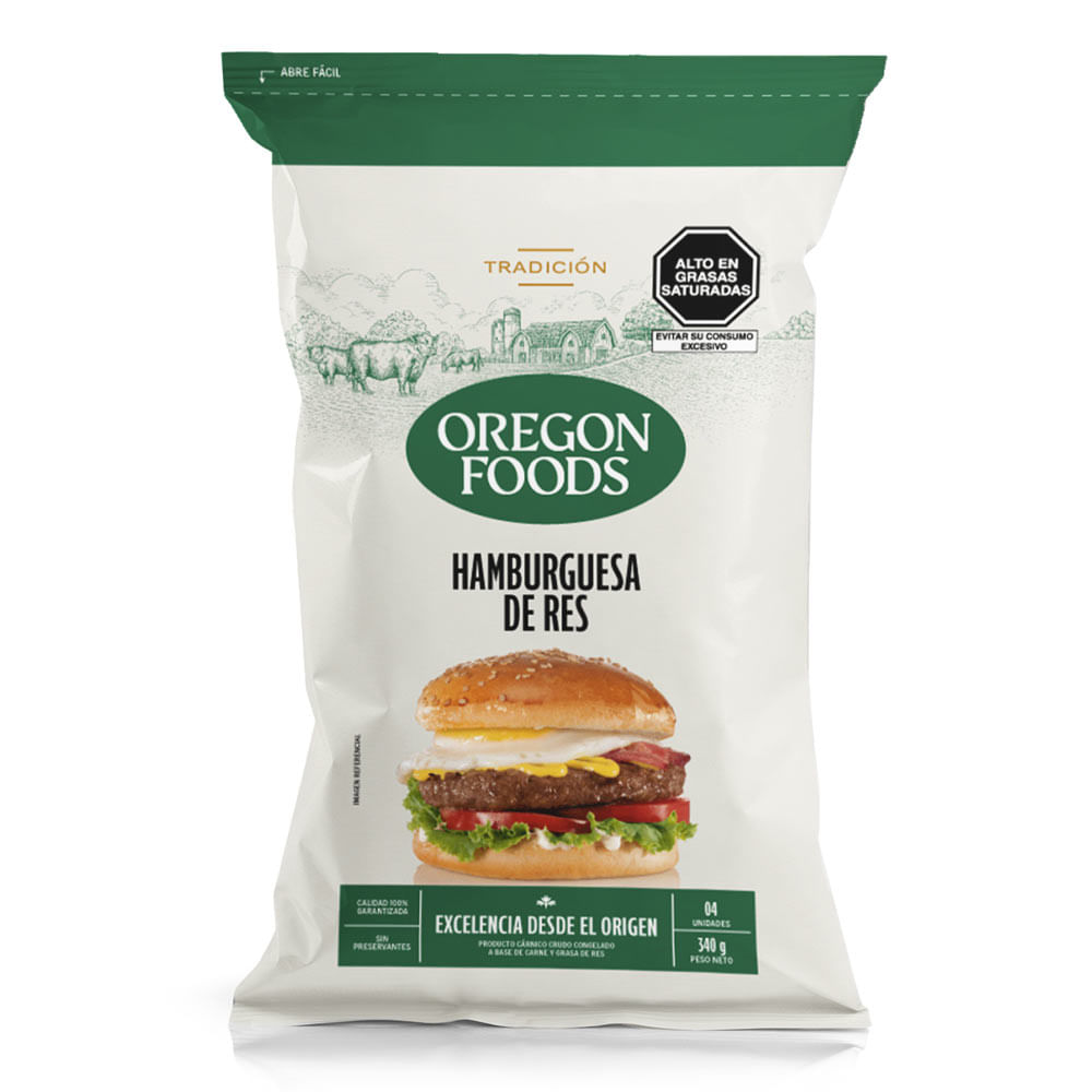Hamburguesa de Res Oregon Foods 4un