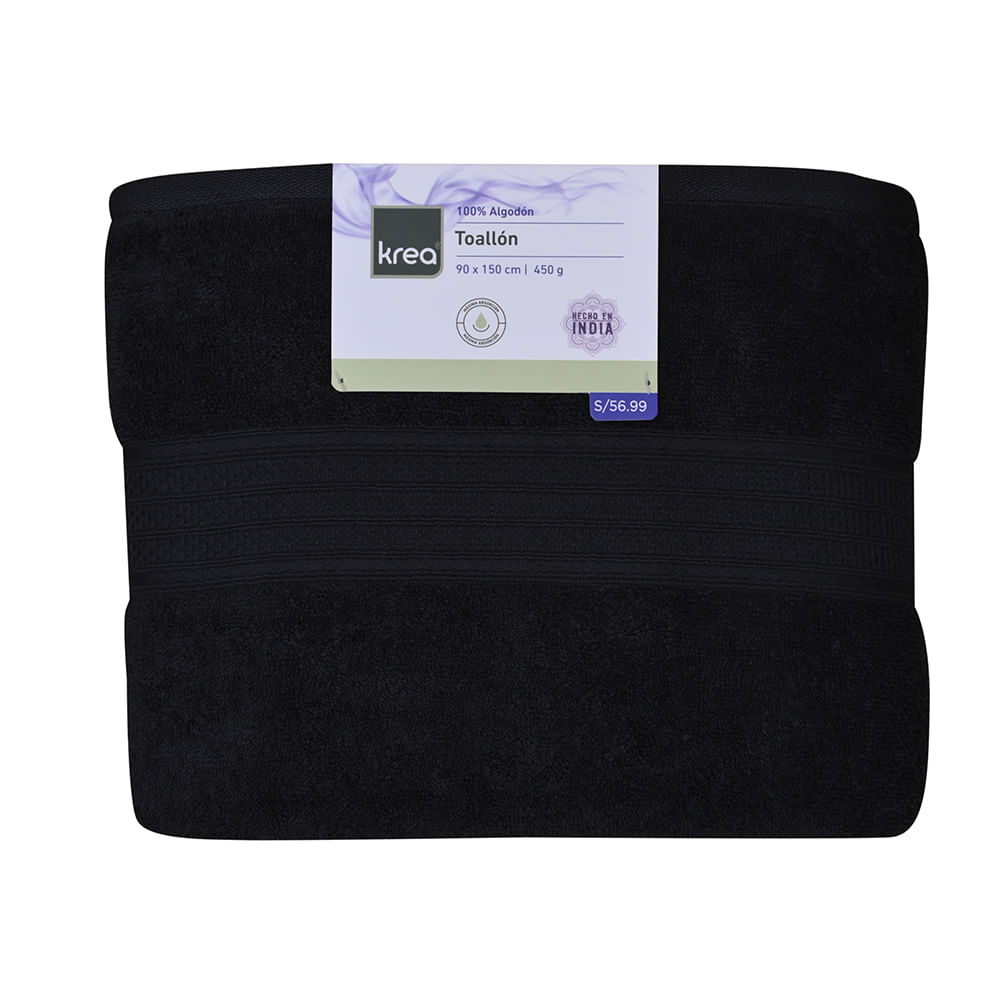 Toallon Krea 90x150cm 450gsm Negro