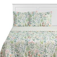 Cubrecama Estampado Krea Queen Plaza Microfibra Flor Azul Vintage
